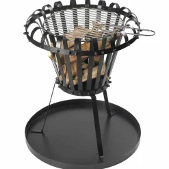 PEREL - Brasero avec bac à cendres rond noir bb650