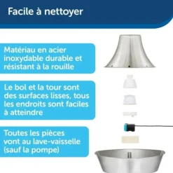 PETSAFE - Fontaine pour animaux - petsafe - seaside - inoxydable - 1,8 l - silencieuse - eau filtrée