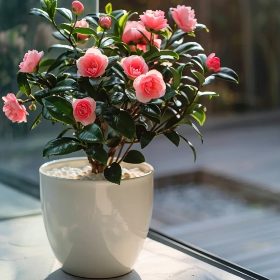 PLANT IN A BOX - Camélia - set de 2 - camellia japonica 'dr. King' - hauteur 50-60cm - ⌀15cm