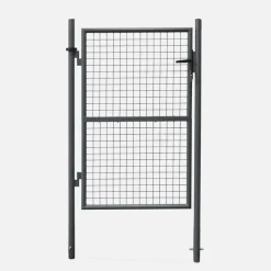 Portillon de jardin en métal anthracite. Double sens d'ouverture. Avec serrure et poignée 150x87cm