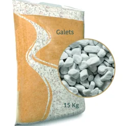 PRADIER - Galet roulé blanc carrare 15/25 en sac de 15 KG