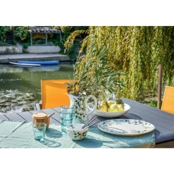PRO LOISIRS - Table de jardin Louisiane grise en aluminium - L187/247 x l100 x H75cm