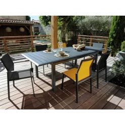 PRO LOISIRS - Table de jardin Louisiane grise en aluminium - L187/247 x l100 x H75cm