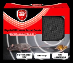 PROTECT EXPERT - Ultrarasou - ultrason rats et souris - répulsif à ondes - sans accoutumance - repousse jusqu'à 150m²