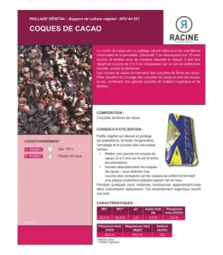 RACINE - Fertilisant naturel en coque de cacao - 45 sacs de 100 litres - f-pai001-45x100