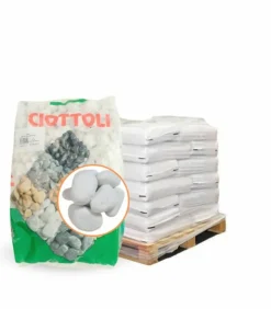 RACINE - Paillage minéral galet marbre blanc carrare 40-60mm, 10 sacs 25 kg - f-pai011-10x25