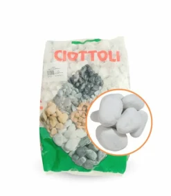 RACINE - Paillage minéral galet marbre blanc carrare 40-60mm, 10 sacs 25 kg - f-pai011-10x25