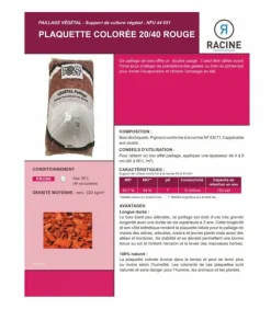 RACINE - Paillage plaquette colorée 20/40, rouge, sac 50l - pro99