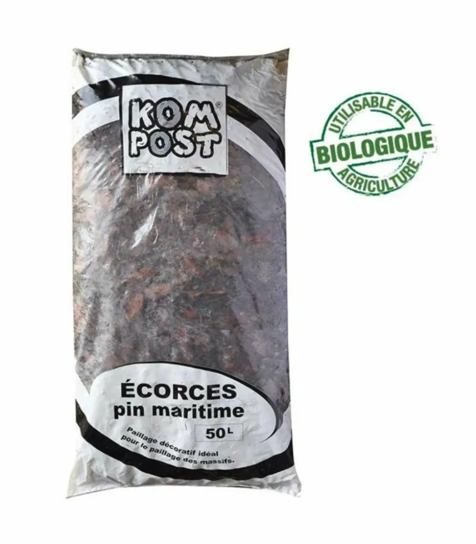 RACINE - Paillage végétal biodégradable écorces de pin maritime, sac 50 l - kom37