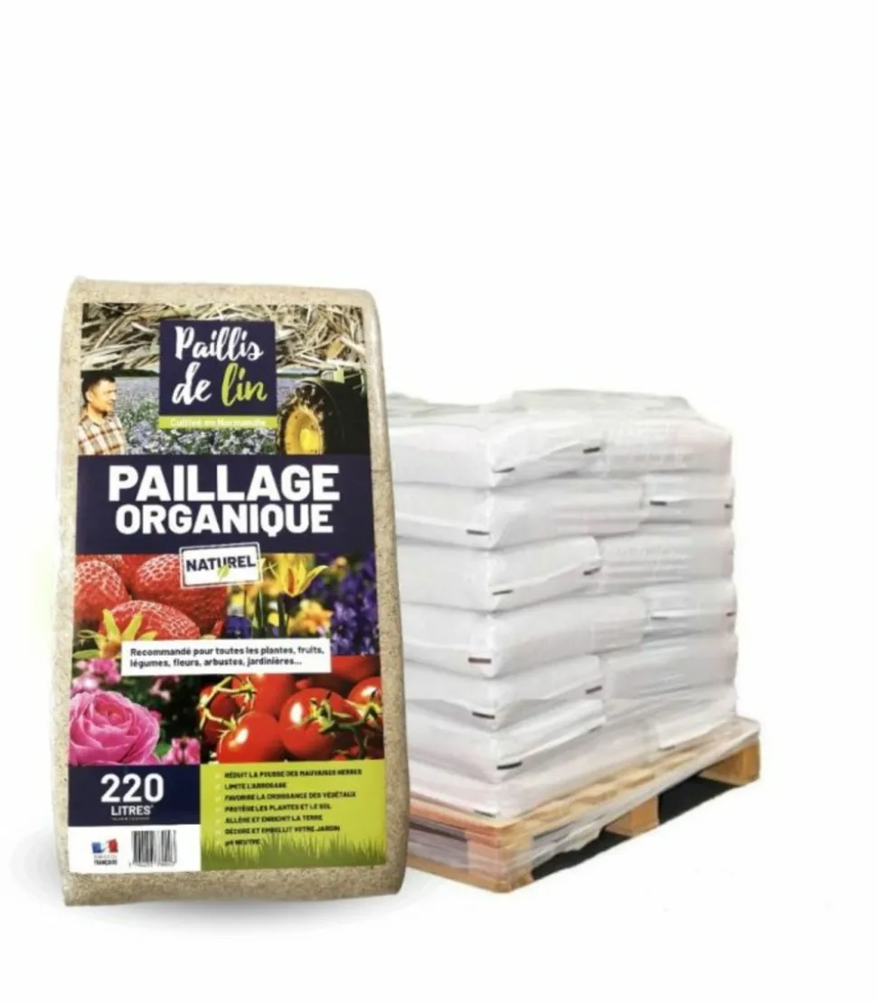 RACINE - Paillis de lin, organique et naturelle pour jardins potagers, 21 balles de 220l - f-pai058-21x220