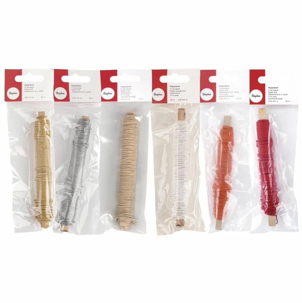 RAYHER - 6 bobines de fil de papier floral 20 m