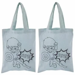 RAYHER - 2 sacs en coton bleu 25 x 20 cm - super-héros