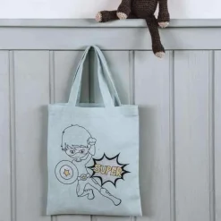 RAYHER - 2 sacs en coton bleu 25 x 20 cm - super-héros