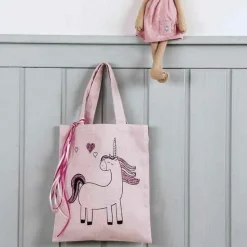 RAYHER - 2 sacs en coton rose 25 x 20 cm - licorne