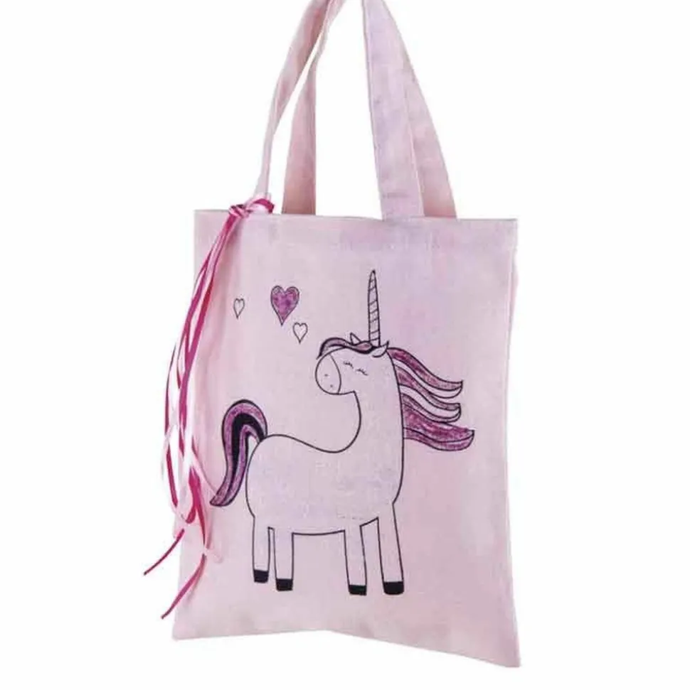 RAYHER - 2 sacs en coton rose 25 x 20 cm - licorne