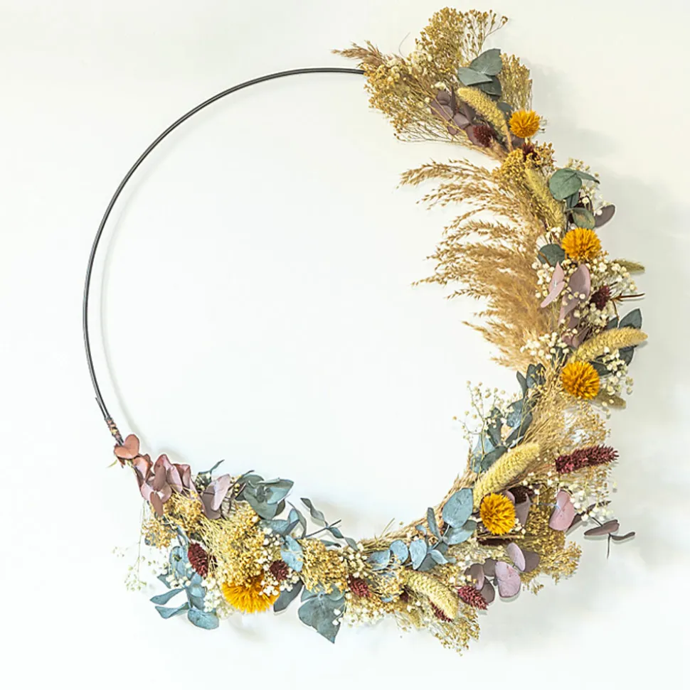 RECONCILIATION VEGETALE - Couronne murale de fleurs séchées hector d50cm