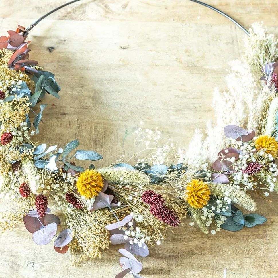 RECONCILIATION VEGETALE - Couronne murale de fleurs séchées hector d50cm