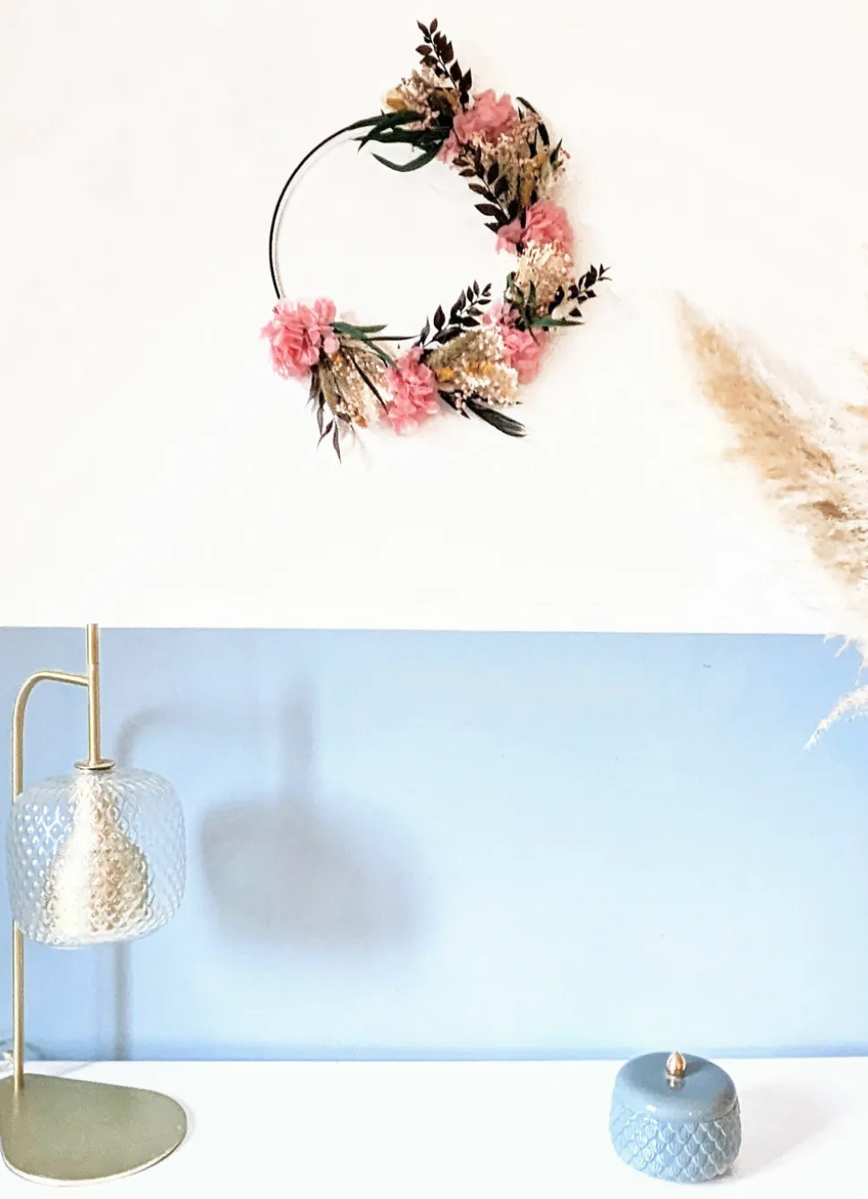 RECONCILIATION VEGETALE - Couronne murale de fleurs séchées honorine d30cm