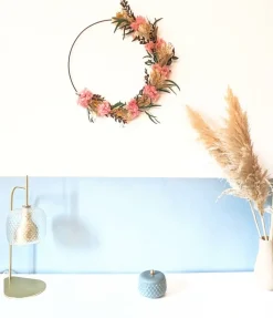 RECONCILIATION VEGETALE - Couronne murale de fleurs séchées honorine d50cm