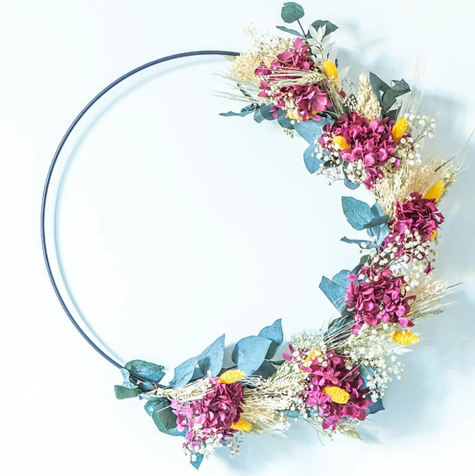 RECONCILIATION VEGETALE - Couronne murale de fleurs séchées heloïse d30cm