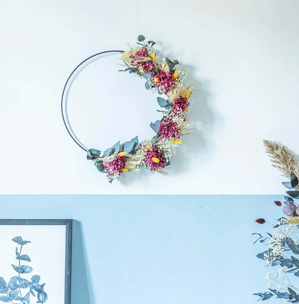 RECONCILIATION VEGETALE - Couronne murale de fleurs séchées heloïse d30cm