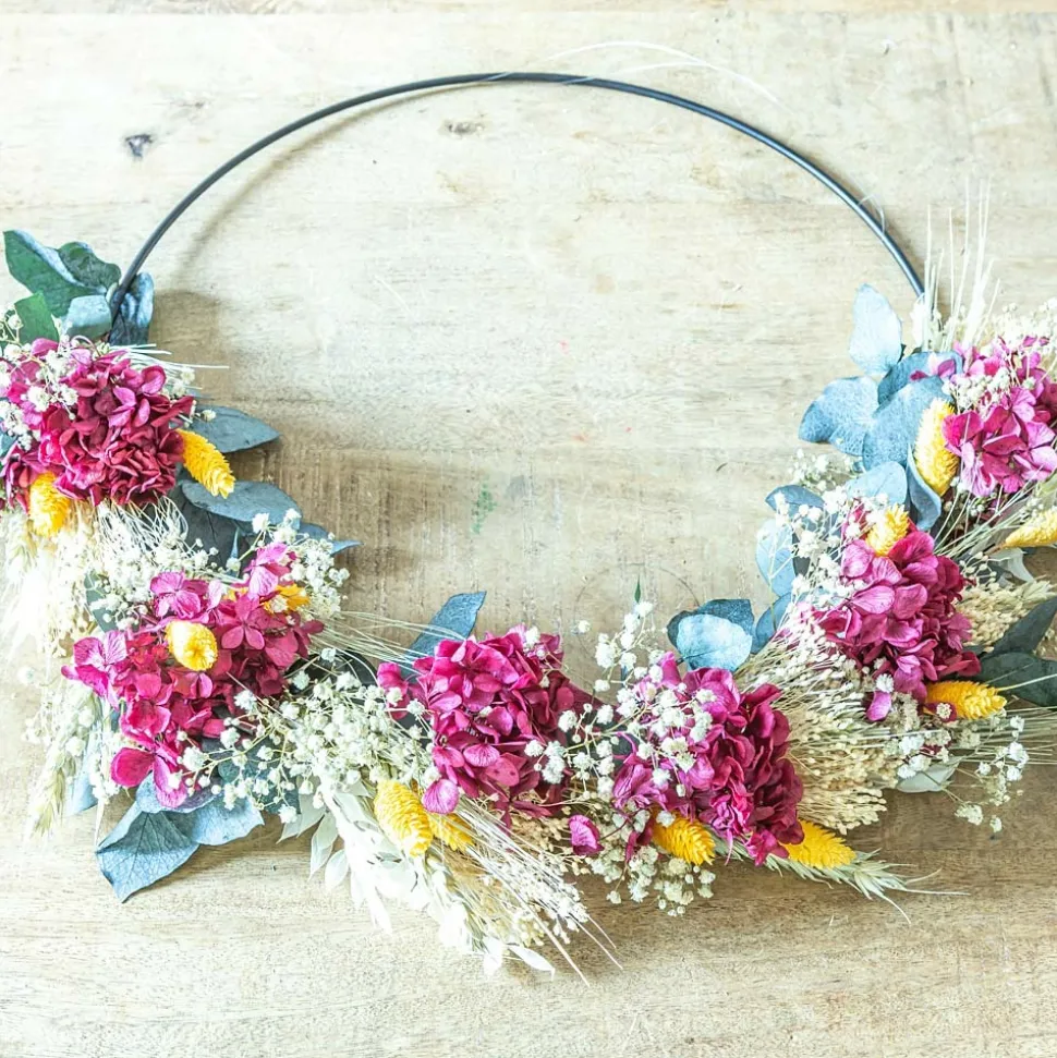 RECONCILIATION VEGETALE - Couronne murale de fleurs séchées heloïse d30cm