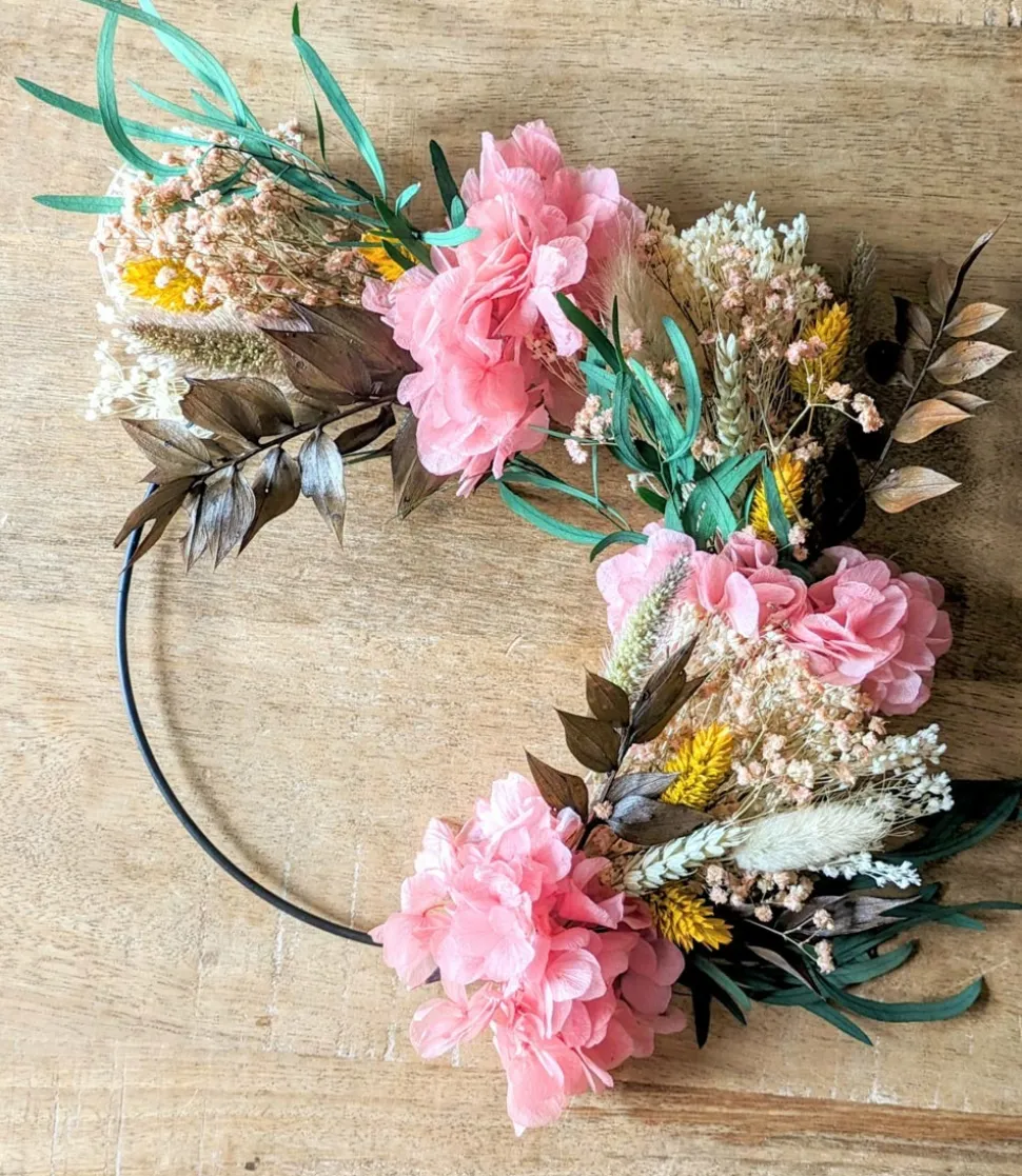 RECONCILIATION VEGETALE - Couronne murale de fleurs séchées honorine d20cm
