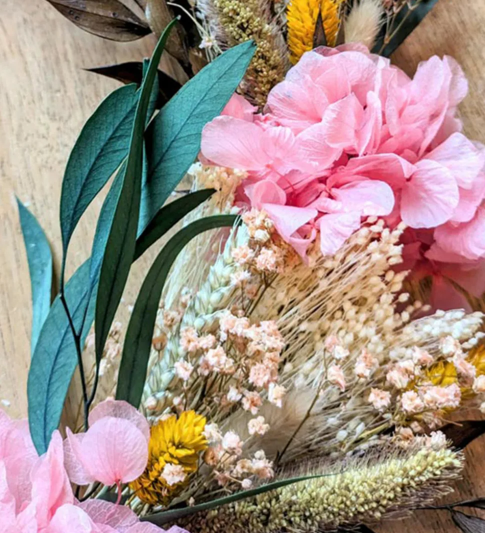 RECONCILIATION VEGETALE - Couronne murale de fleurs séchées honorine d20cm