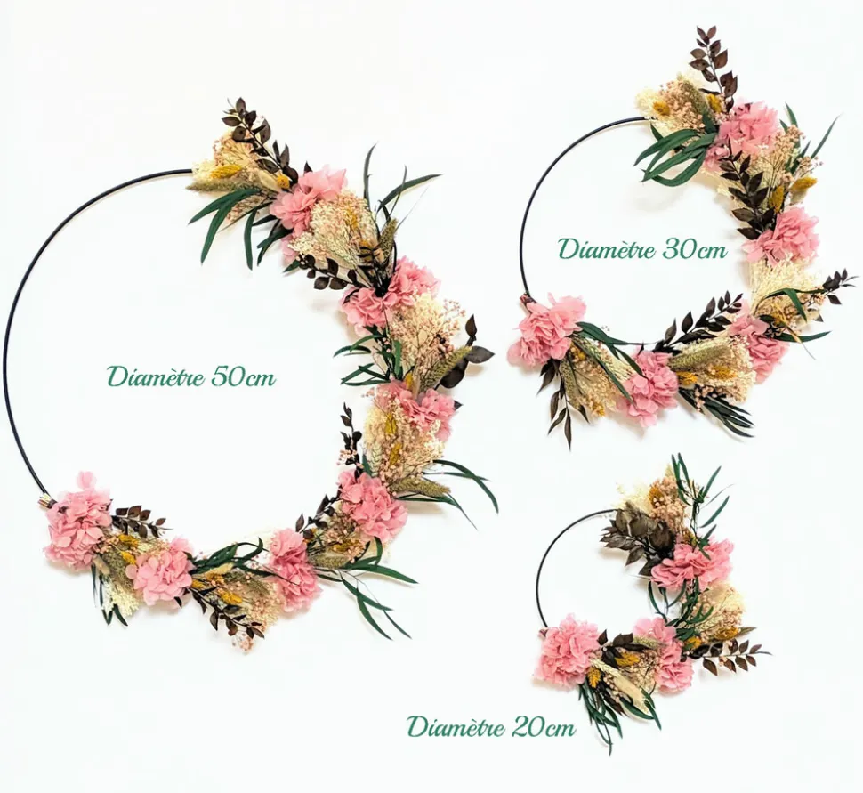 RECONCILIATION VEGETALE - Couronne murale de fleurs séchées honorine d20cm