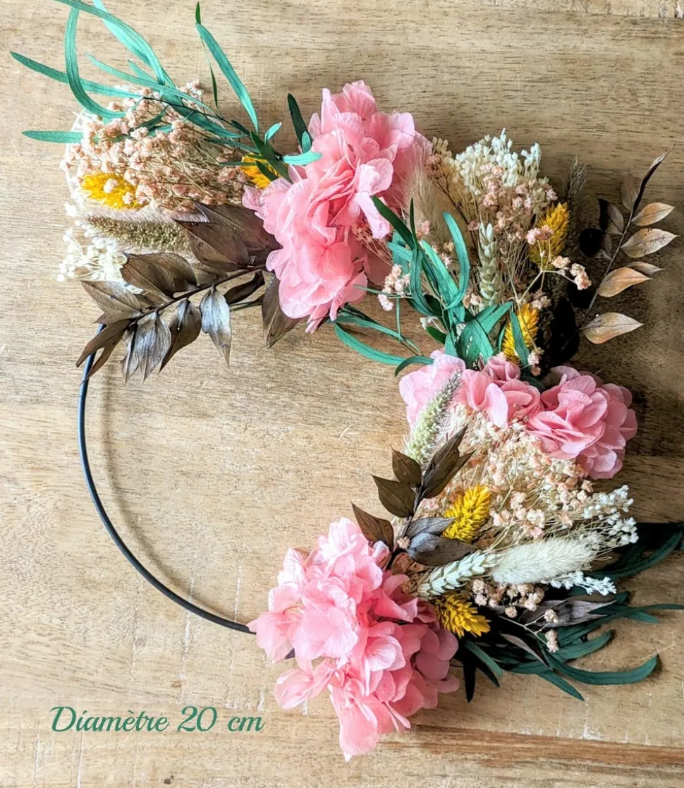 RECONCILIATION VEGETALE - Couronne murale de fleurs séchées honorine d20cm