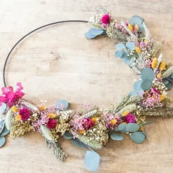 RECONCILIATION VEGETALE - Couronne murale de fleurs séchées hermione d50cm