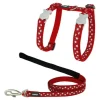 RED DINGO - Harnais pour chat style rouge étoile blanc sangle