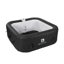 RELXTIME - Spa gonflable 6 places carré - relxtime - 130 jets - noir - filtre et bâche inclus