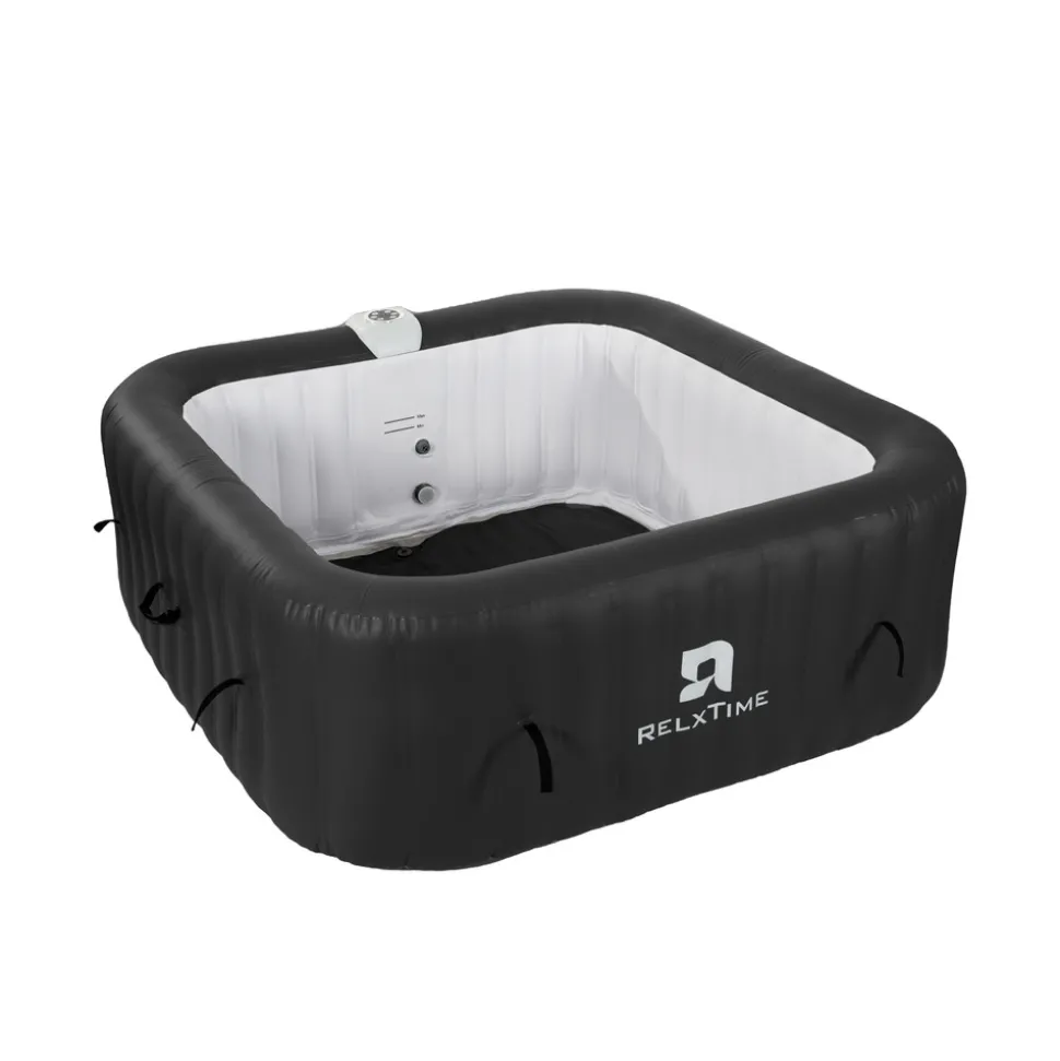 RELXTIME - Spa gonflable 6 places carré - relxtime - 130 jets - noir - filtre et bâche inclus