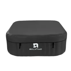 RELXTIME - Spa gonflable 6 places carré - relxtime - 130 jets - noir - filtre et bâche inclus