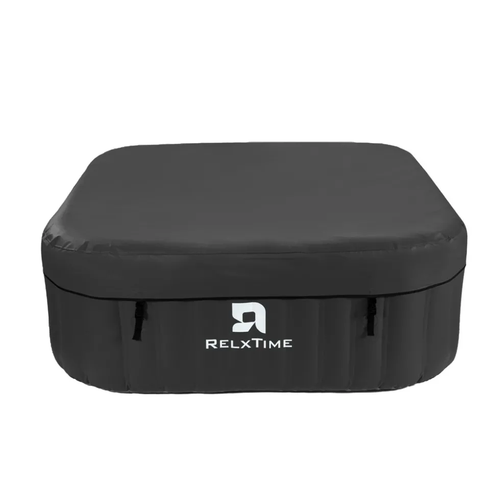 RELXTIME - Spa gonflable 6 places carré - relxtime - 130 jets - noir - filtre et bâche inclus