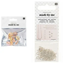 RICO DESIGN - 10 perles coquillages pastel + fermoirs fins et chaînes argentés