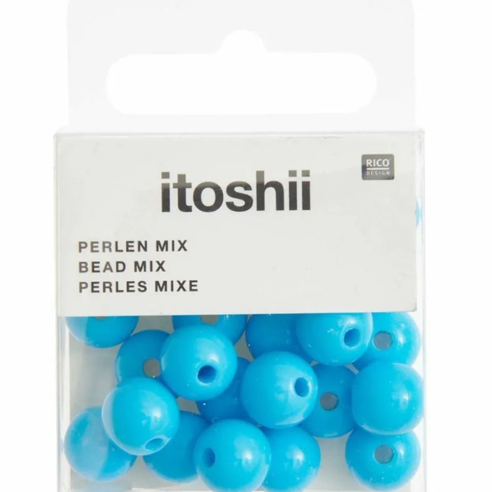 RICO DESIGN - 24 perles rondes 10 mm - turquoise