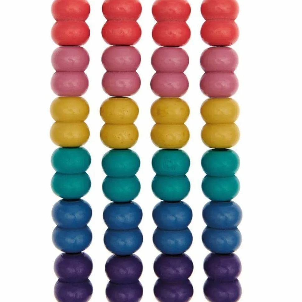 RICO DESIGN - 24 perles rondes doubles - bois arc-en-ciel - 22 mm