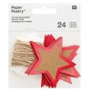 RICO DESIGN - 24 étiquettes à suspendre étoiles kraft & rouges