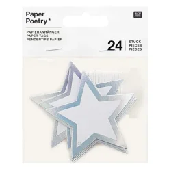 RICO DESIGN - 24 étiquettes à suspendre étoiles argentées