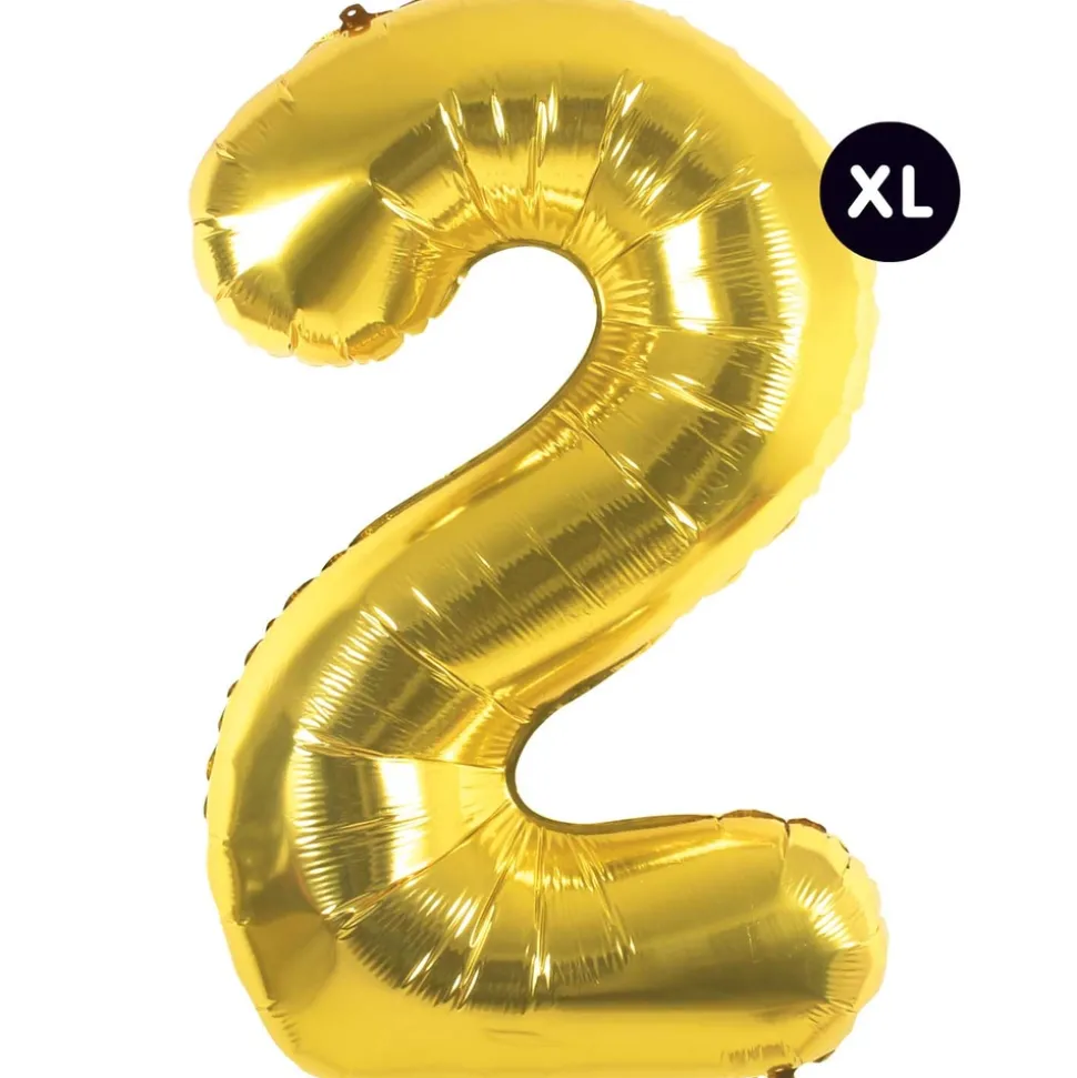 RICO DESIGN - Ballon aluminium chiffre "2" doré, haut. 86 cm