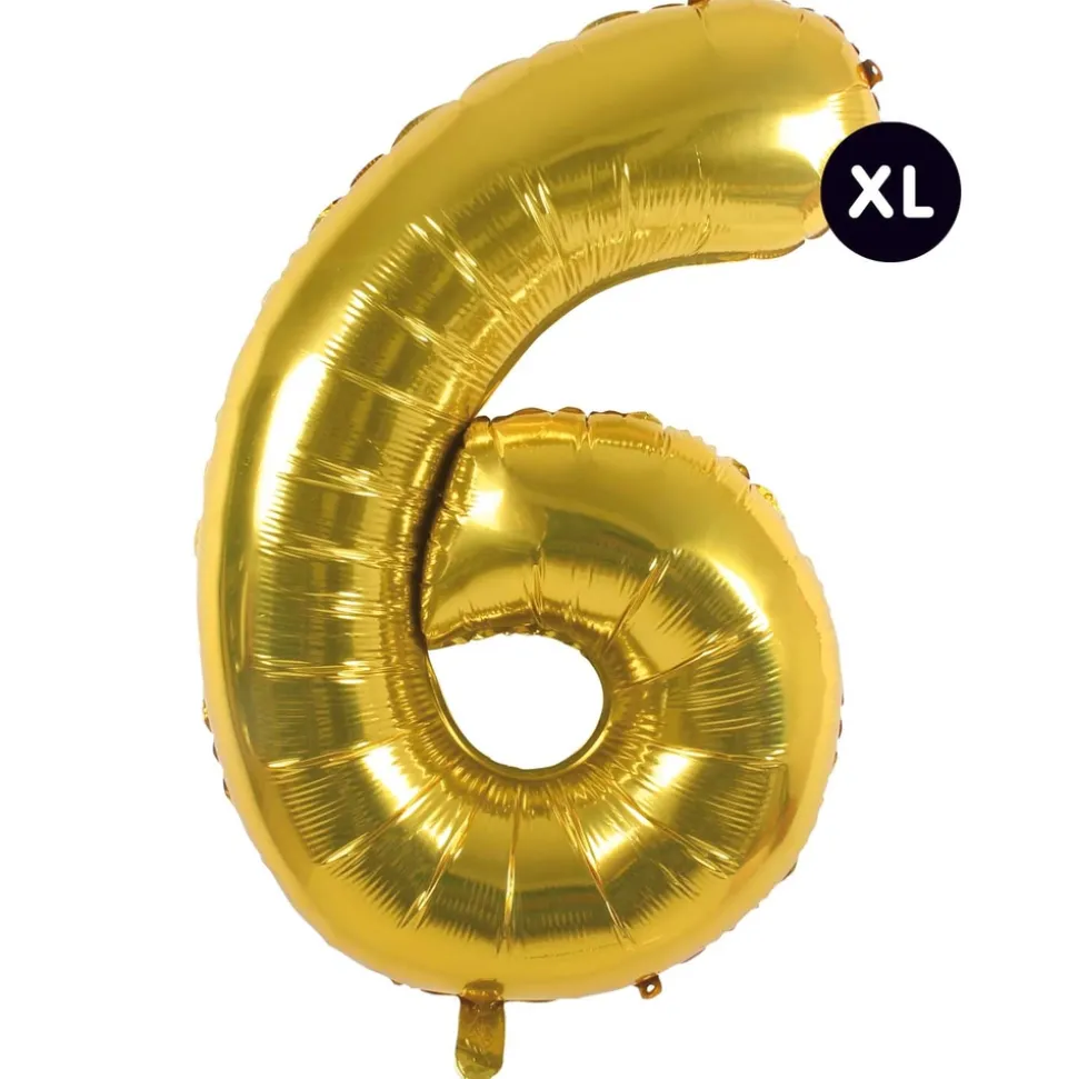 RICO DESIGN - Ballon aluminium chiffre "6" doré, haut. 86 cm