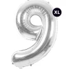 RICO DESIGN - Ballon aluminium chiffre "9" argenté, haut. 86 cm