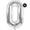 RICO DESIGN - Ballon aluminium chiffre "0" argenté, haut. 86 cm