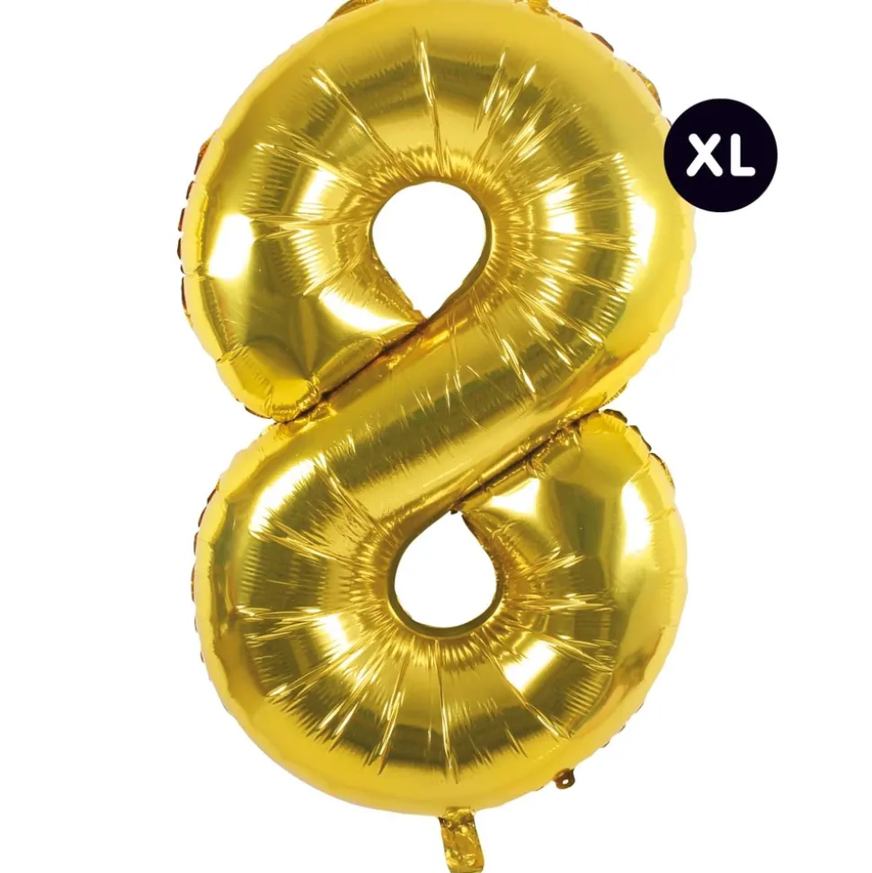 RICO DESIGN - Ballon aluminium chiffre "8" doré, haut. 86 cm
