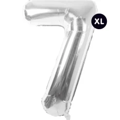 RICO DESIGN - Ballon aluminium chiffre "7" argenté, haut. 86 cm
