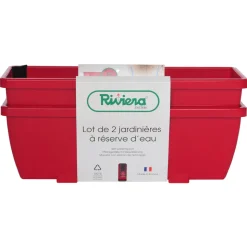 RIVIERA - Lot 2 Jardinières Eva 57 Rouge en polypropylène 100% recyclable