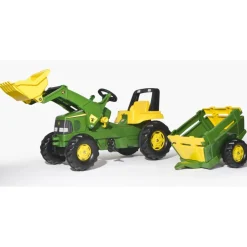 ROLLY TOYS - Tracteur a pedale rollyjunior john deere + remorque