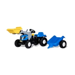 ROLLY TOYS - Tracteur a pedales + remorque rollykid new holland